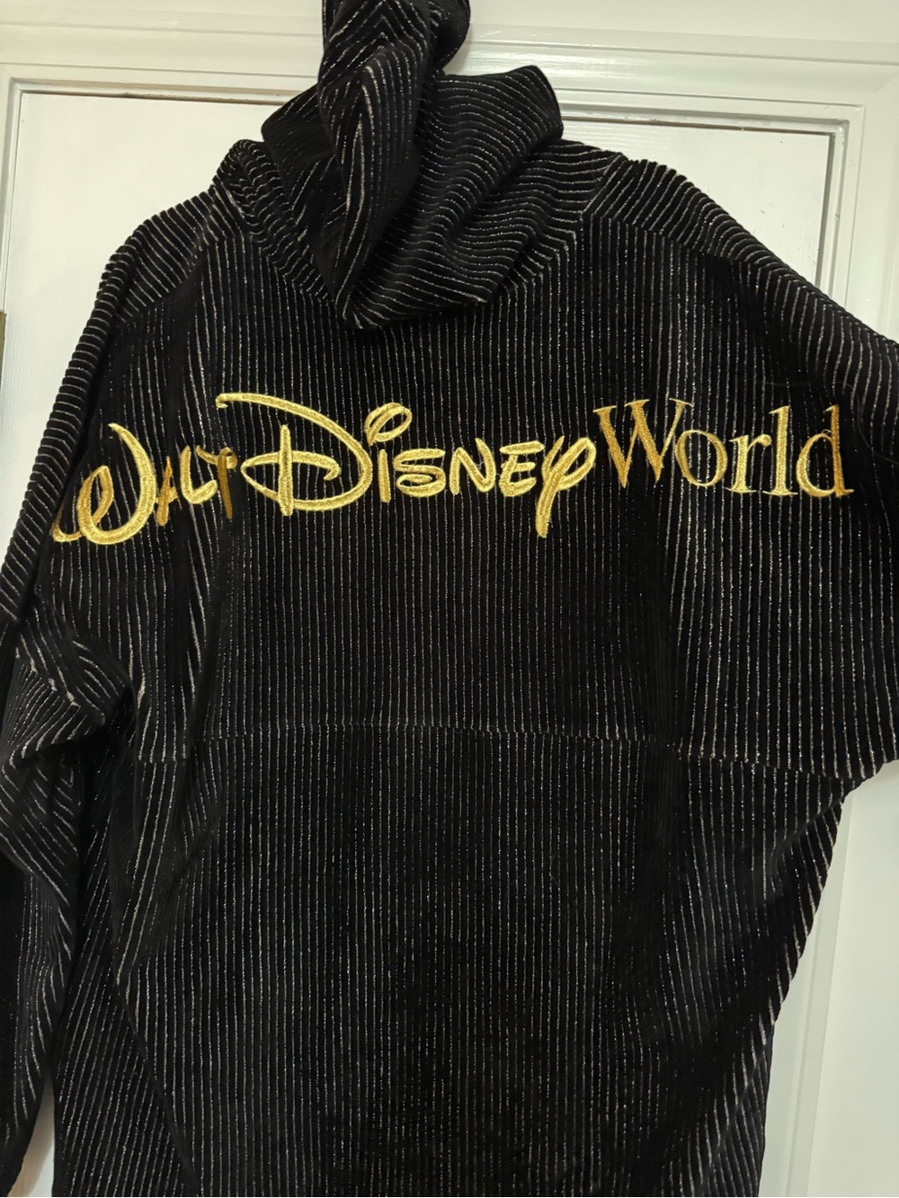 Walt Disney World Black Velvet Hoodie with Gold Embroidery